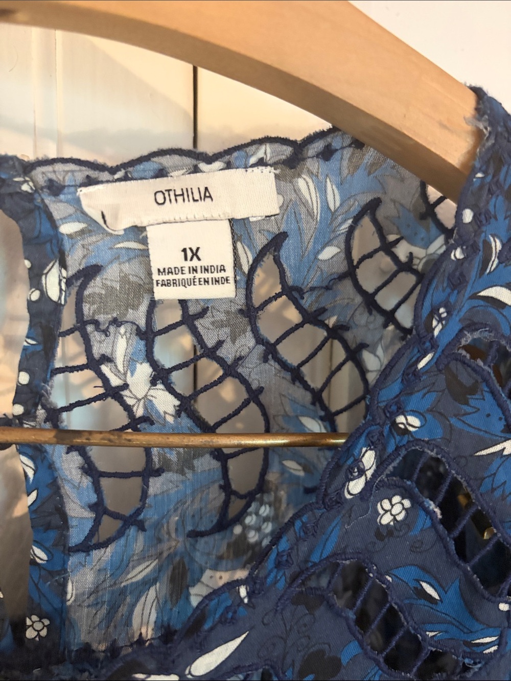 Blue Anthropologie Othilia Blue Floral Cotton Dress 1x - Picture 6 of 10